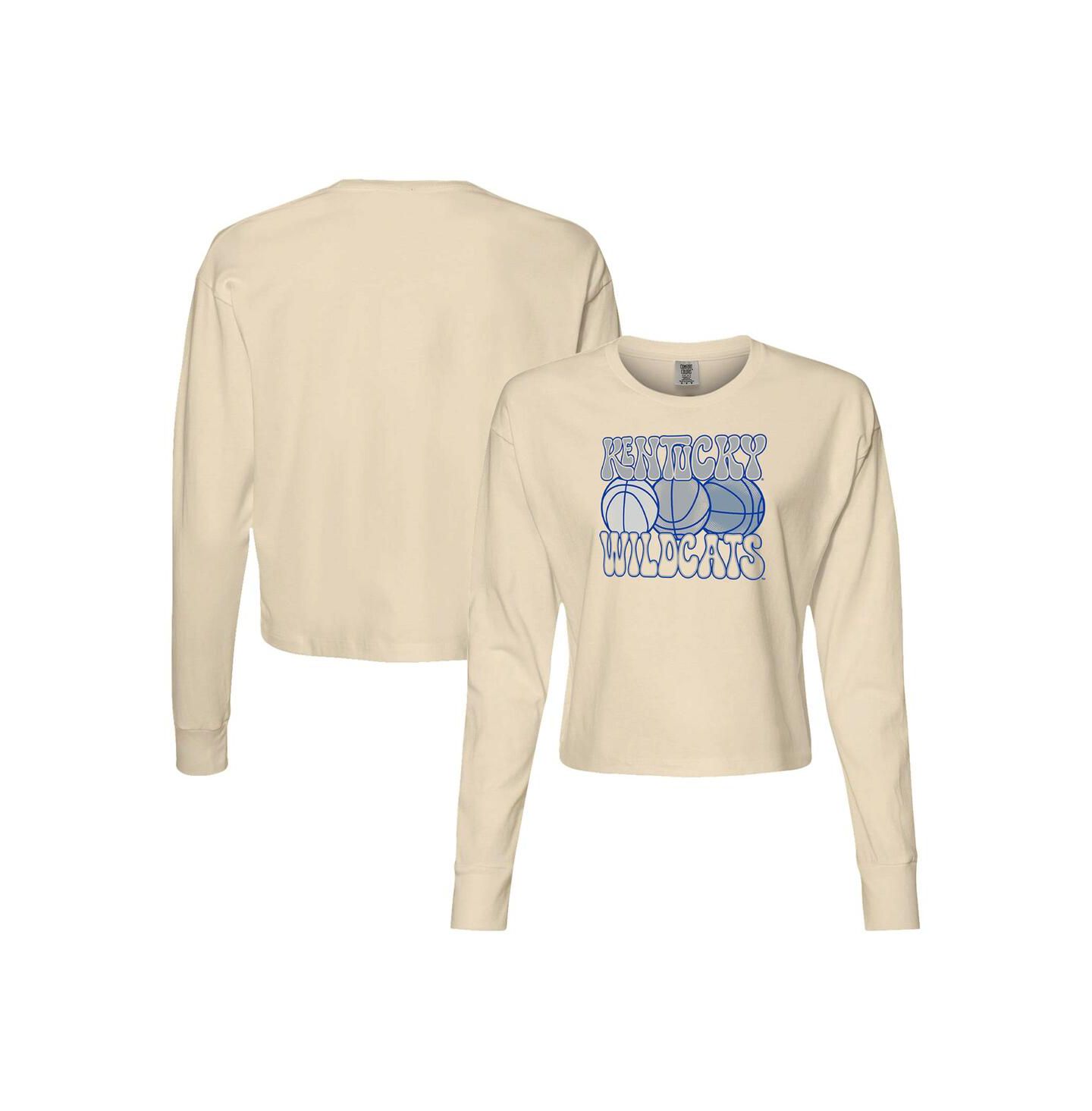 Женская футболка Image One Natural Kentucky Wildcats Comfort Colors Basketball Cropped Long Sleeve — фото 1