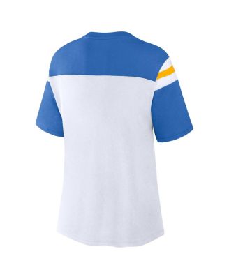 Women's White Blue Los Angeles Chargers Cheer Chant Fashion T-Shirt