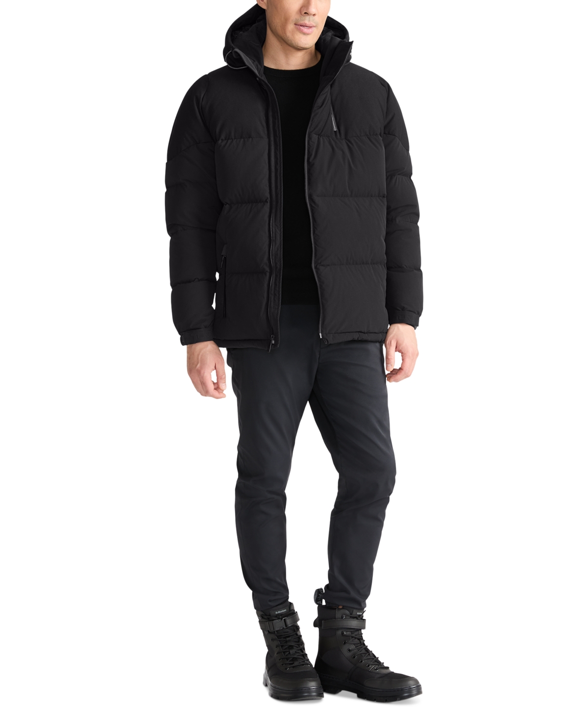 Shop Tumi Men's Asymmetrical Zip Premium Down Fill Heavyweight Puffer In Black