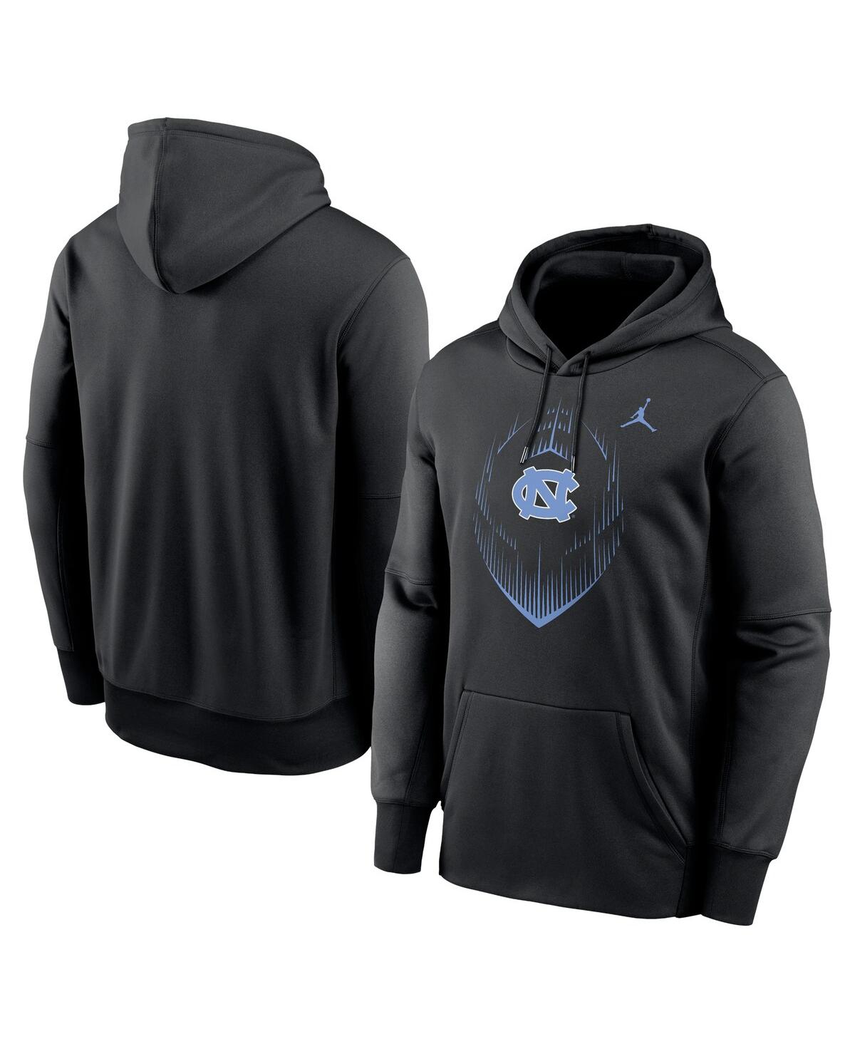 Jordan Men's Black North Carolina Tar Heels Football Icon Performance Fleece Pullover Hoodie In Black