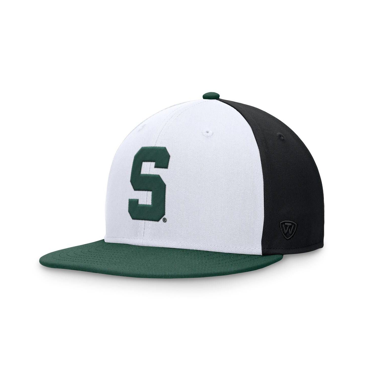 Мужская кепка Top of the World White/Green Michigan State Spartans Tri-Tone Heritage Collector Fitted Hat — фото 1