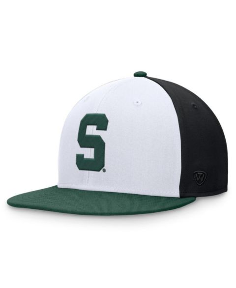 Мужская кепка Top of the World White/Green Michigan State Spartans Tri-Tone Heritage Collector Fitted Hat