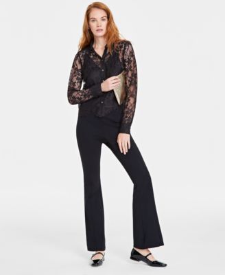 Women's Lace Button-Front Long-Sleeve Shirt, Created for Macy's