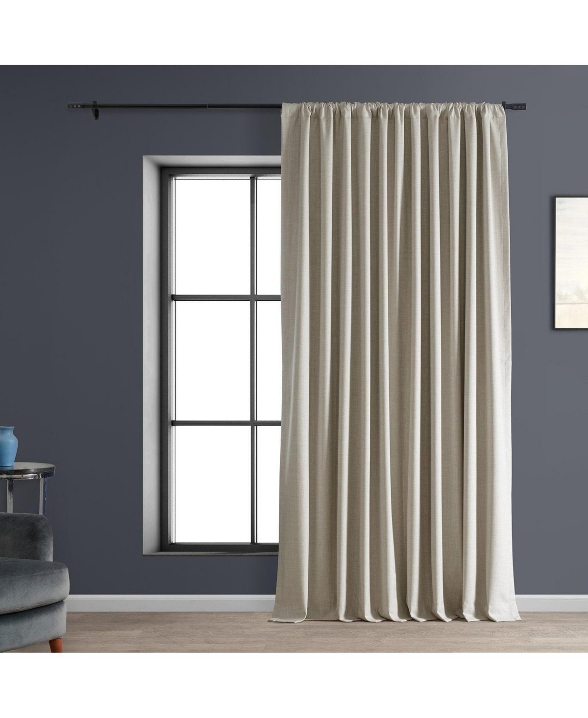 Shop Half Price Drapes Light Beige Extra Wide Performance Linen Hotel Blackout Curtain In Beige,tan