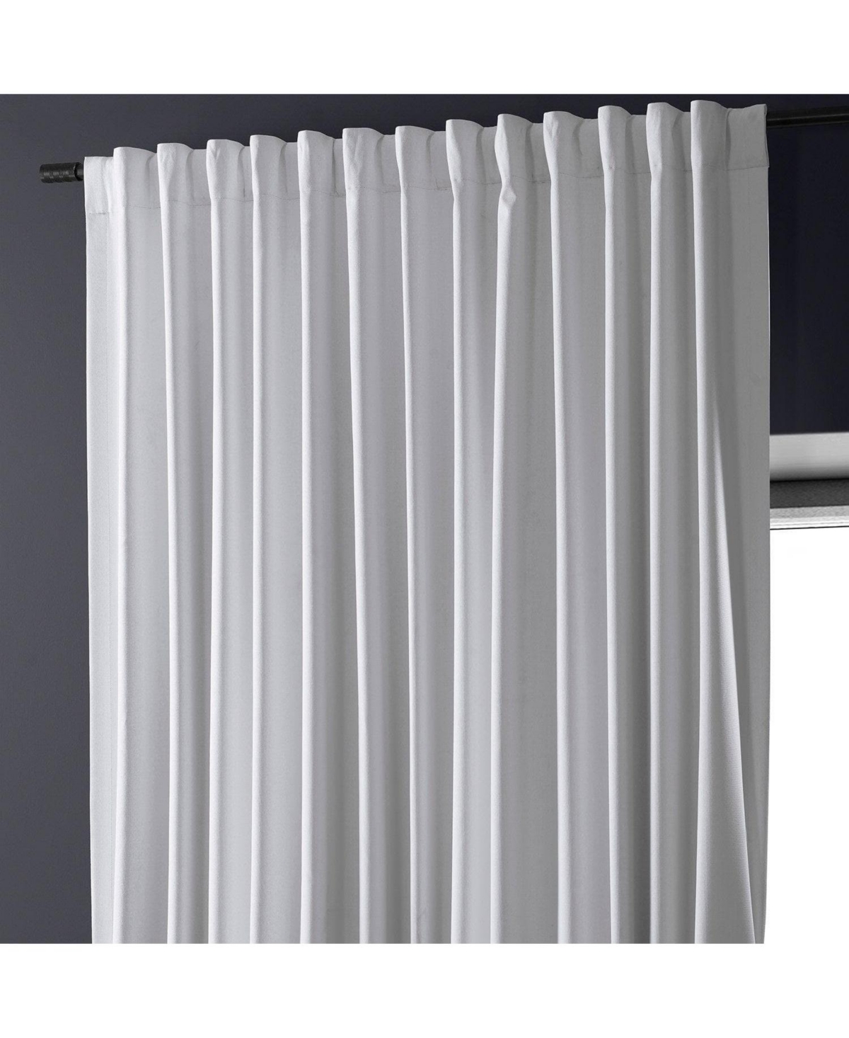 Half Price Drapes White Extra Wide Performance Linen Hotel Blackout Curtain In White