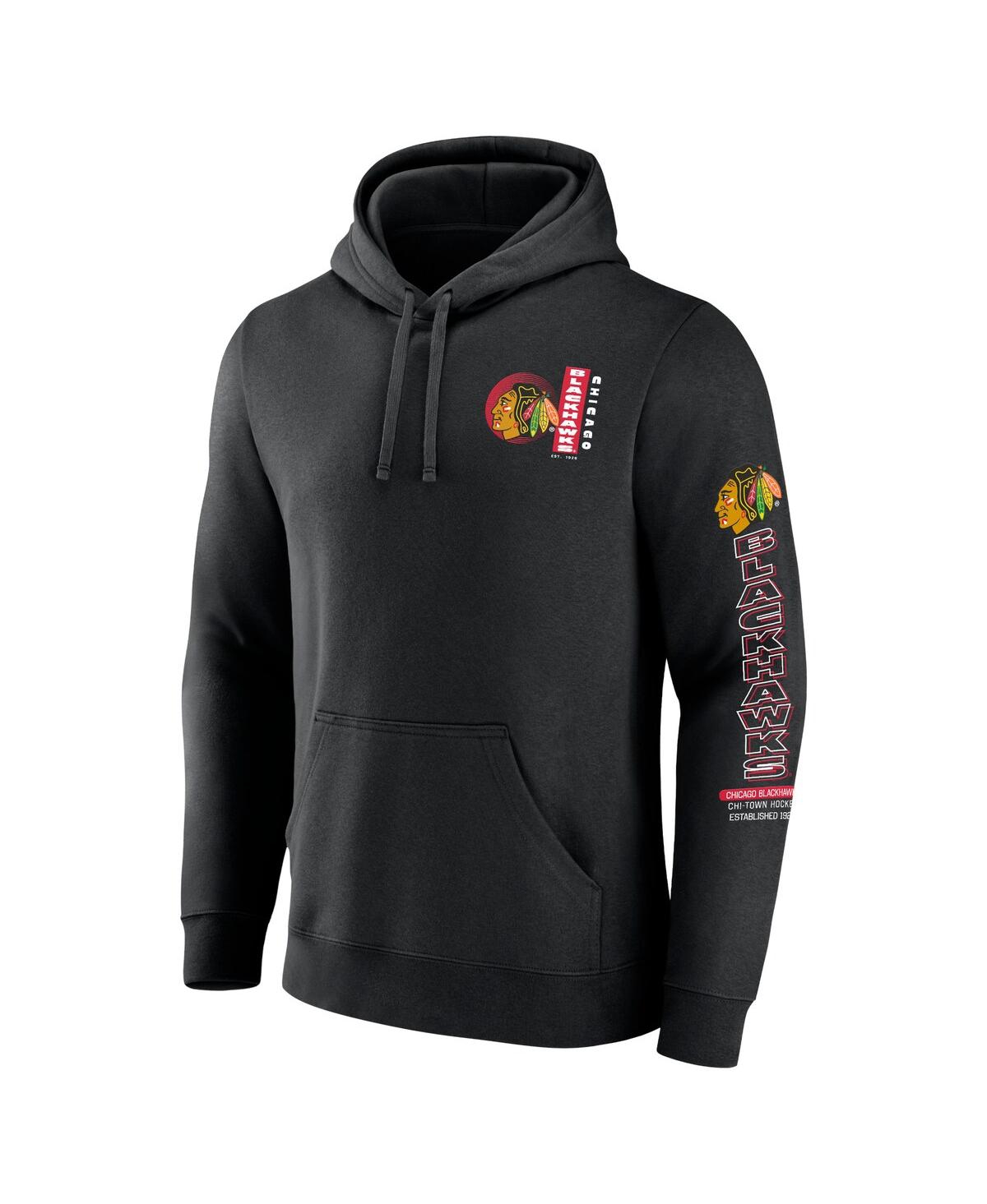 Fanatics Men'sChicago Blackhawks Revolution Pullover Hoodie - Black