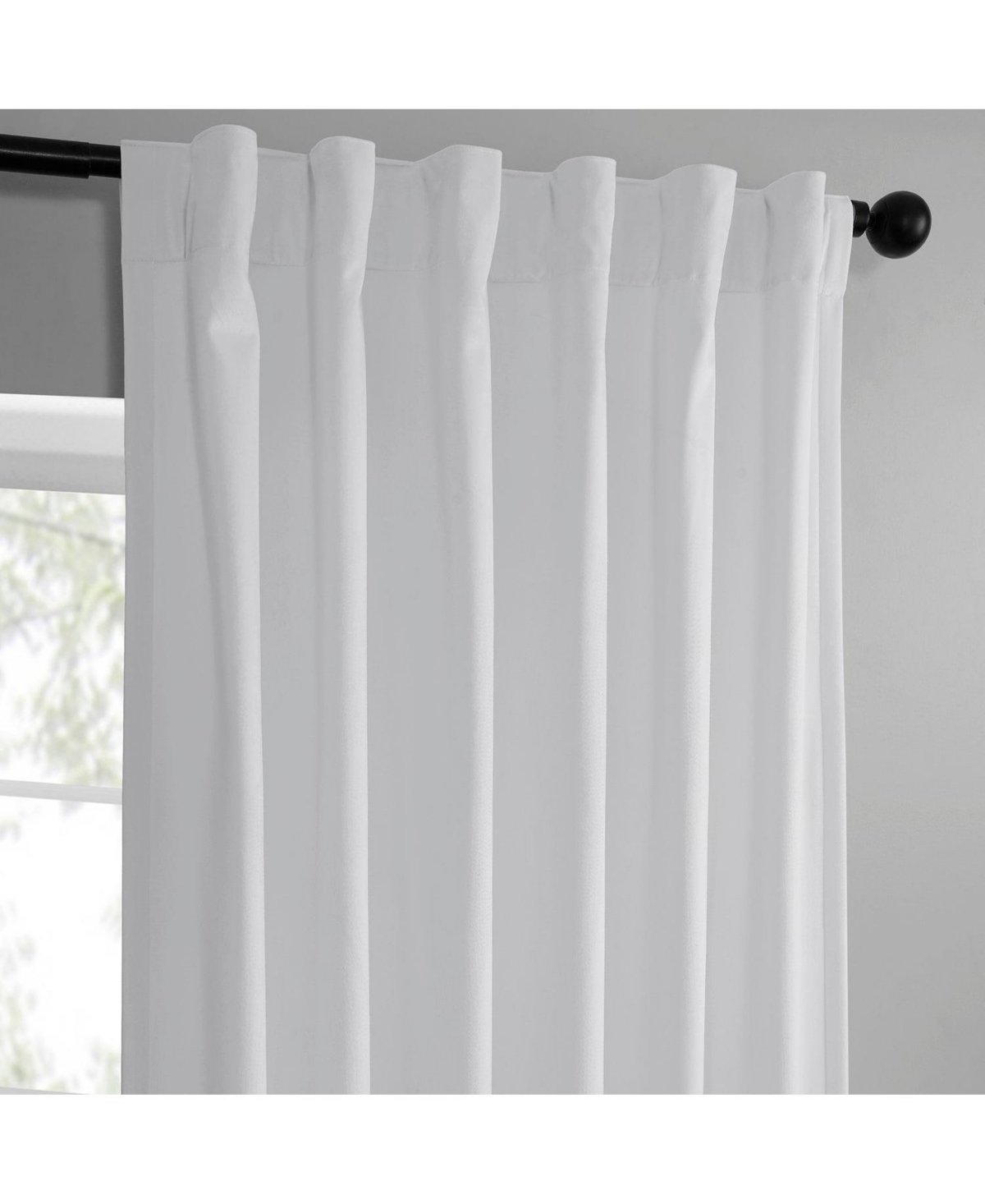 Half Price Drapes White Simply Velvet Room Darkening Curtain Pair (2 Panels