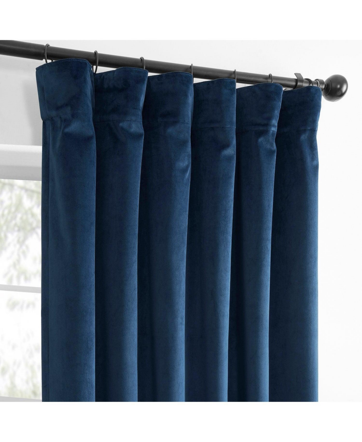 Half Price Drapes Deep Cobalt Blue Simply Velvet Room Darkening Curtain Pair (2 Panels