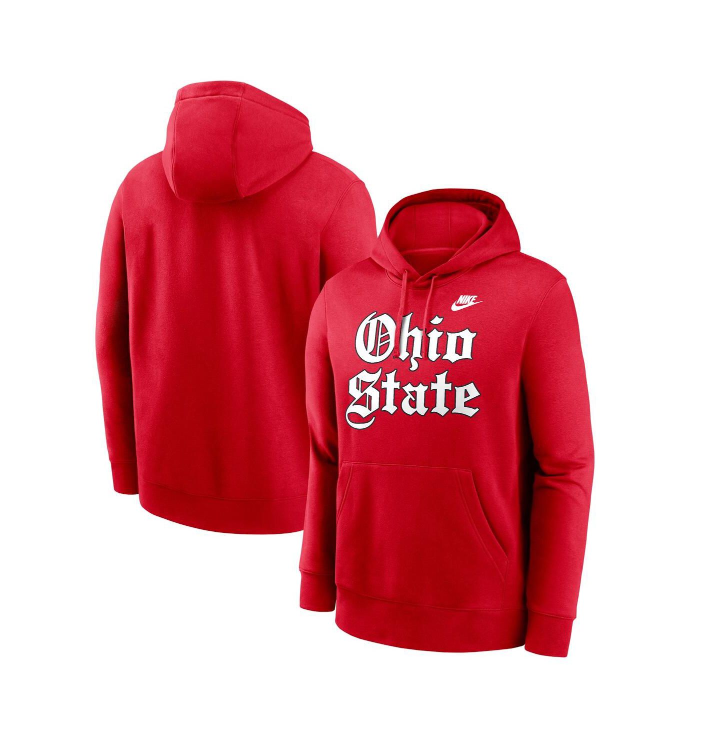 Мужское худи Nike Scarlet Ohio State Buckeyes Old English Fleece Pullover — фото 1