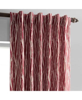 Tiger Striped Red Faux Silk Jacquard Room Darkening Curtain