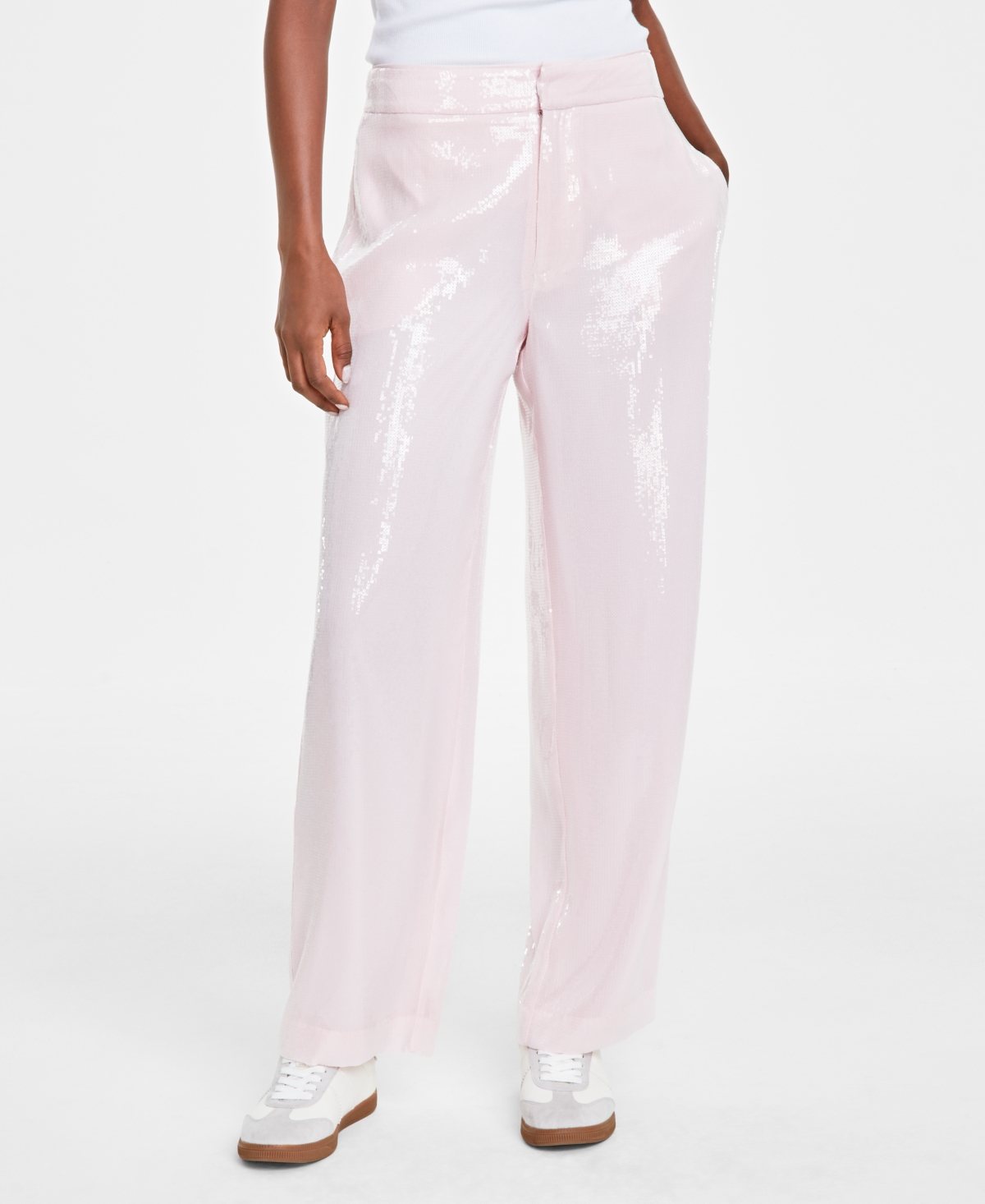 On 34th Women's Sequined High Rise Straight-Leg Pants, Created for Macy's
