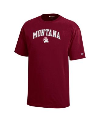 Big Boys and Girls Maroon Montana Grizzlies Arch Over Logo T-Shirt