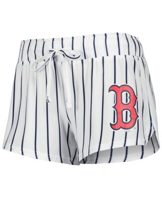 Women's White Boston Red Sox Reel Pinstripe Tank Top Shorts Sleep Set