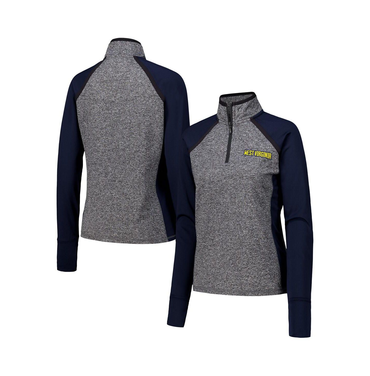 Женская куртка Camp David Navy/Heather Gray West Virginia Mountaineers Finalist Raglan Quarter-Zip — фото 1