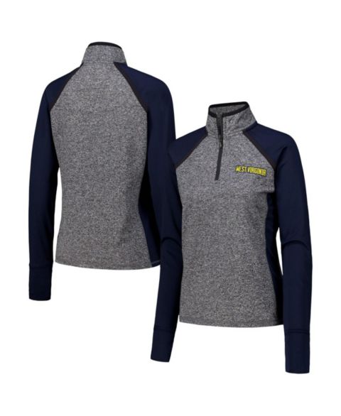 Женская куртка Camp David Navy/Heather Gray West Virginia Mountaineers Finalist Raglan Quarter-Zip