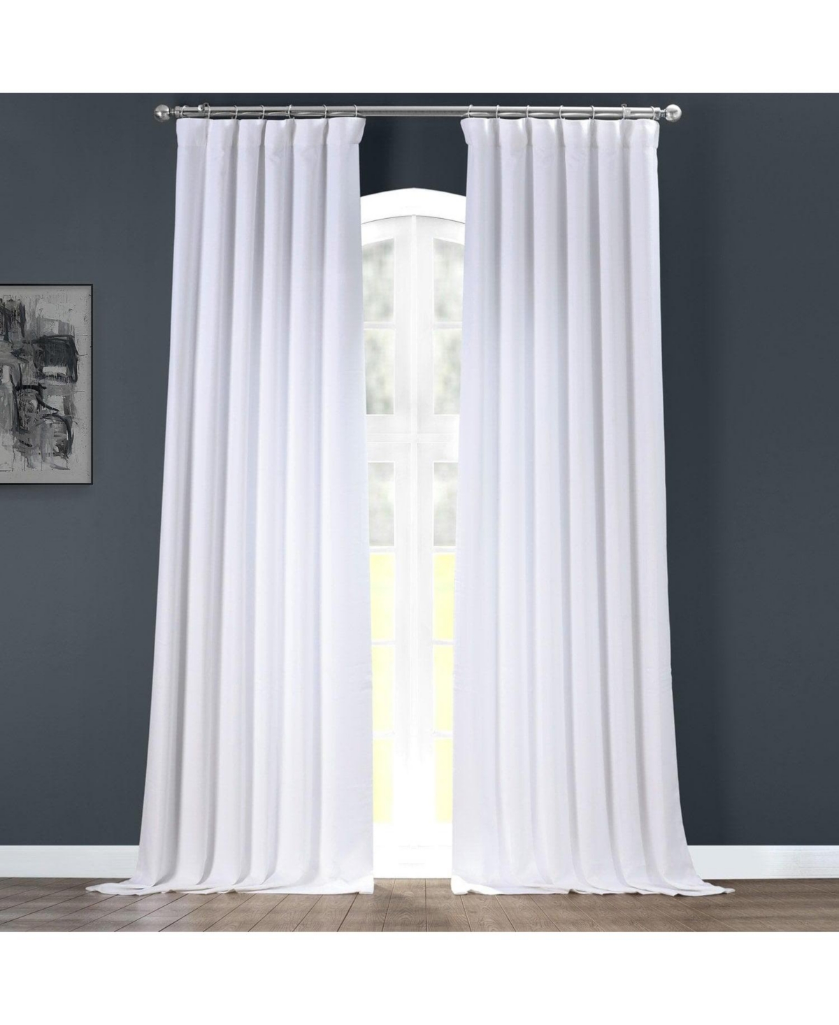 Half Price Drapes Dove White Italian Faux Linen Room Darkening Curtain In White