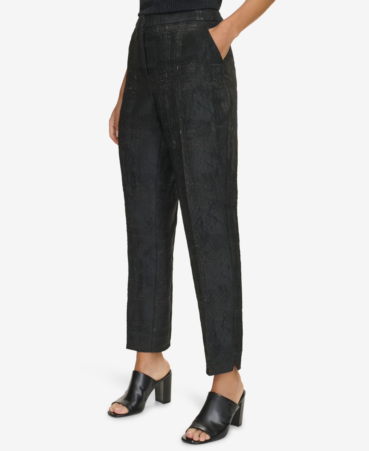 Calvin Klein Women's Metallic Jacquard Ankle Pants