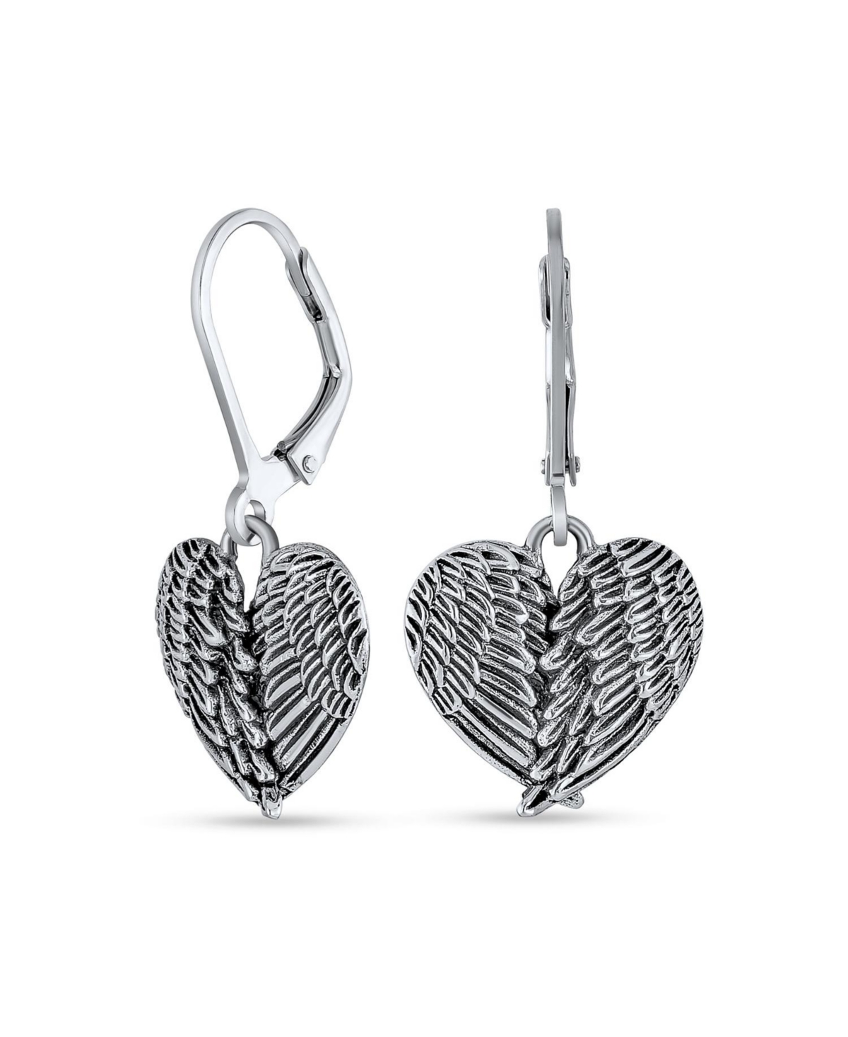 Bling Jewelry Jewelry Set Spiritual Amulet Heart Shaped Guardian Angel Wings Feather Photo Locket Necklace Pendant Dangle Earrings For Women Oxidized