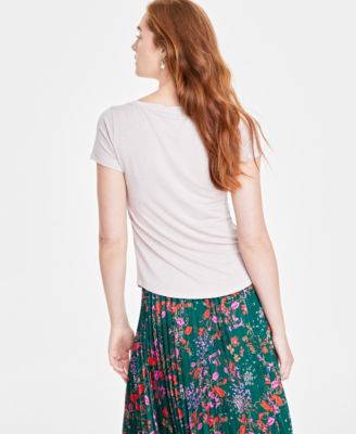 Women's Short-Sleeve Solid Shine Top, Created for Macy's