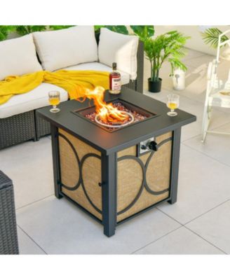 28 Inch 50000 BTU Outdoor Square Fire Pit Table with Cover