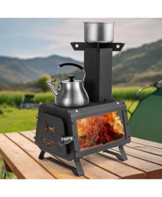 Portable Wood Camping Burning Stove Heater with 2 Cooking Positions