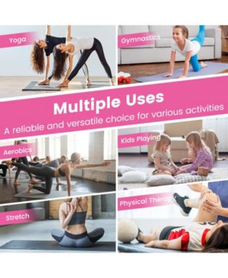 4-Panel PU Leather Folding Exercise Mat with Carrying Handles-Hot Pink