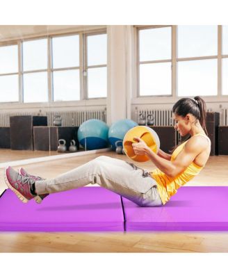 6 x 2 Feet Folding Gymnastic Mat with Carrying Handles for Yoga-Purple