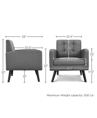 Tufted Accent Chair Mid Century Modern Fabric Arm Chair