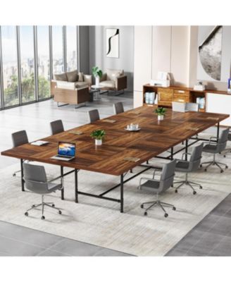6FT Conference Table, Rustic Rectangle 70.8" W x 35.4" D Meeting Table, Industrial Seminar Table Boardroom Desk