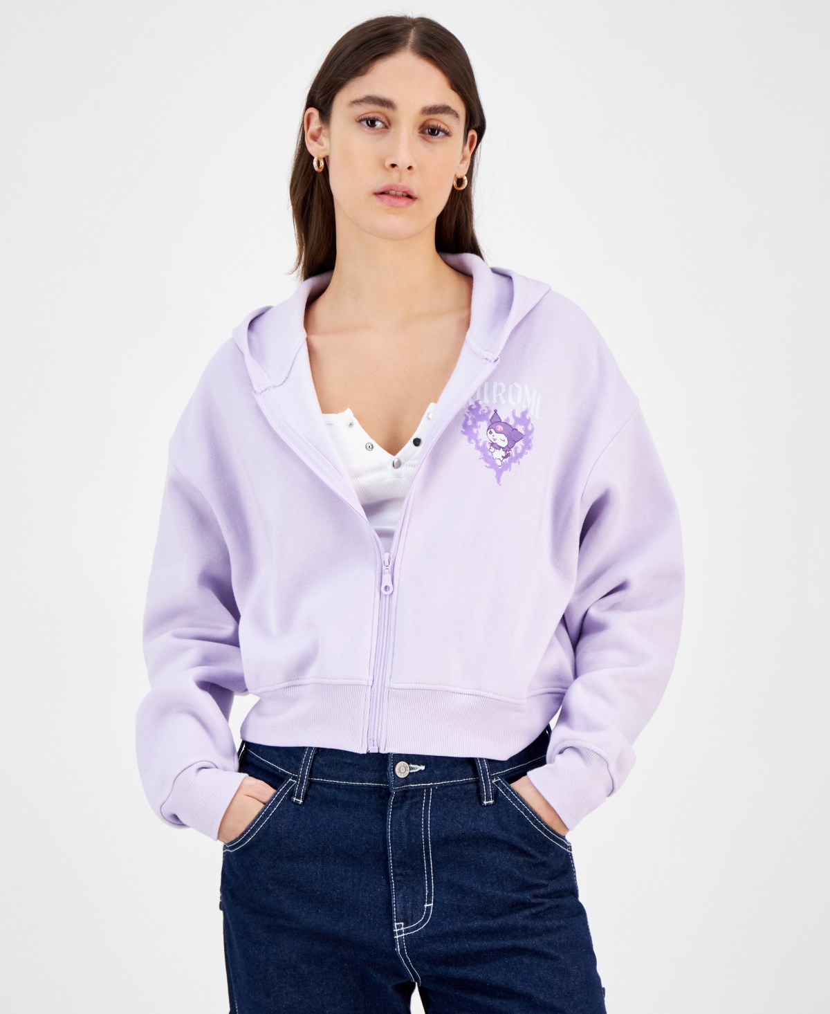 Juniors' Kuromi Graphic Hoodie - Lavender Haze