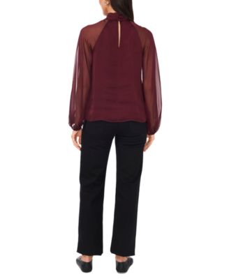 1.STATE Women's Mock Neck Raglan Sleeve Blouse