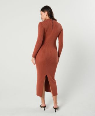 Maternity Maxi Nursing V-Neck Sweater Dress in Cotton Knit