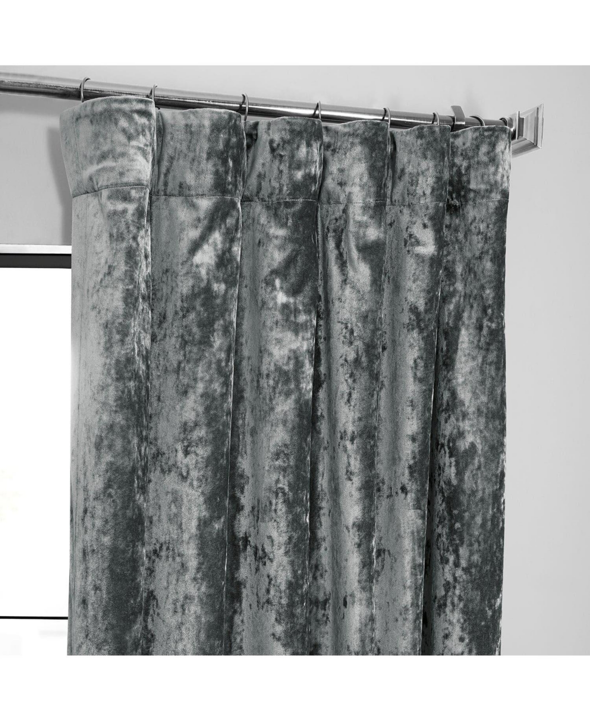 Half Price Drapes Stone Grey Lush Crush Velvet Room Darkening Curtain