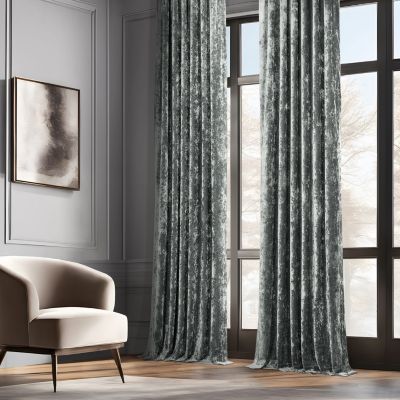Stone Grey Lush Crush Velvet Room Darkening Curtain