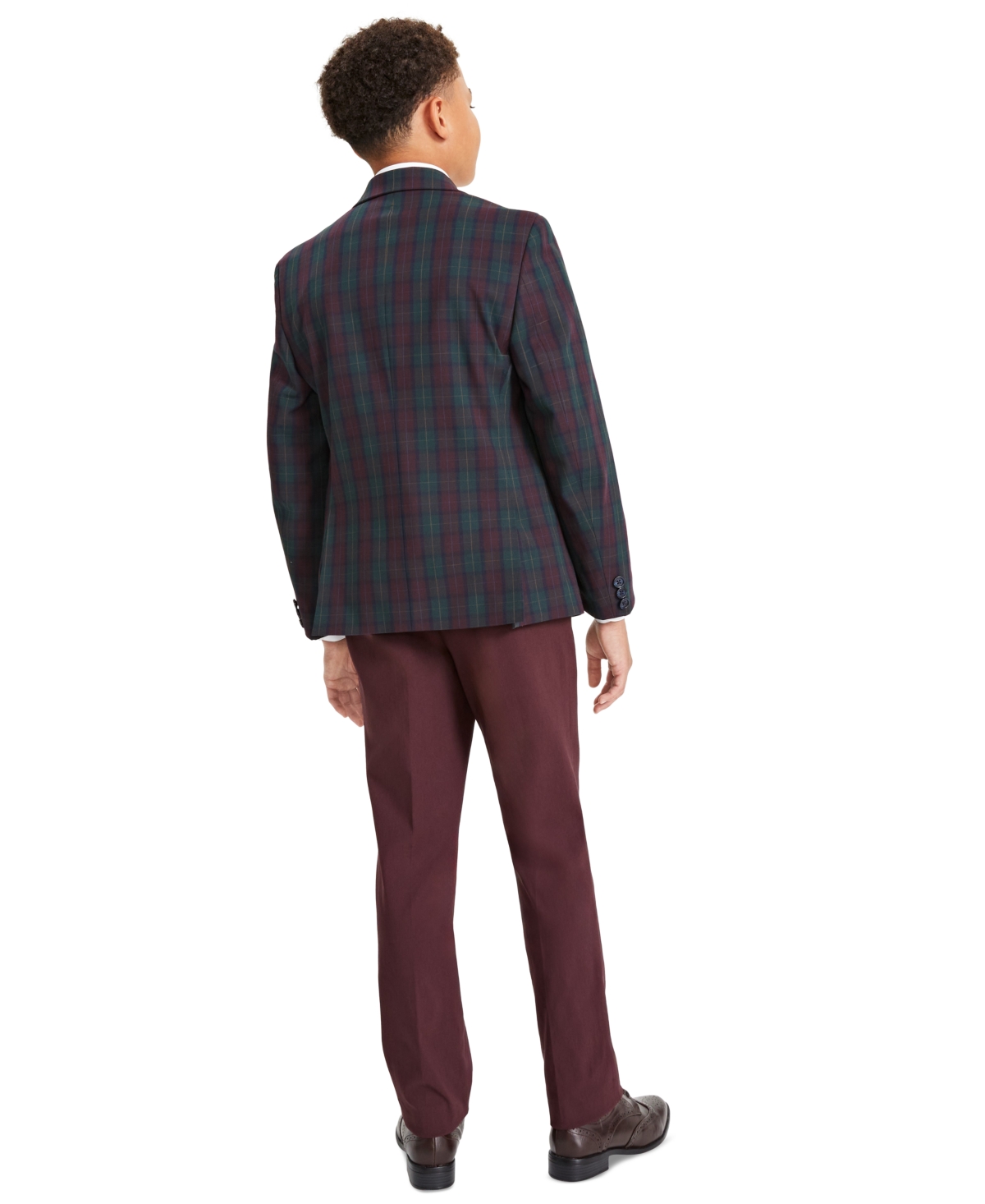 Big Boys Plaid Suit Jacket -green