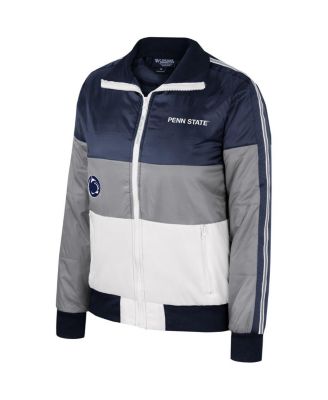 Women's Gray Penn State Nittany Lions Color-Block Puffer Full-Zip Jacket