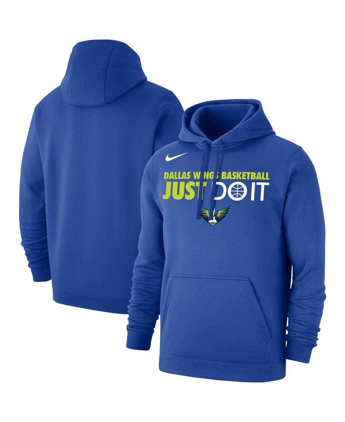 Nike Women's And Men's Blue Dallas Wings Just Do It Club Pullover Hoodie In Blue