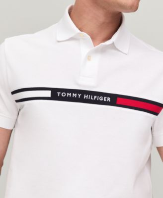 Men's Short Sleeve Embroidered Chest Stripe Polo Shirt