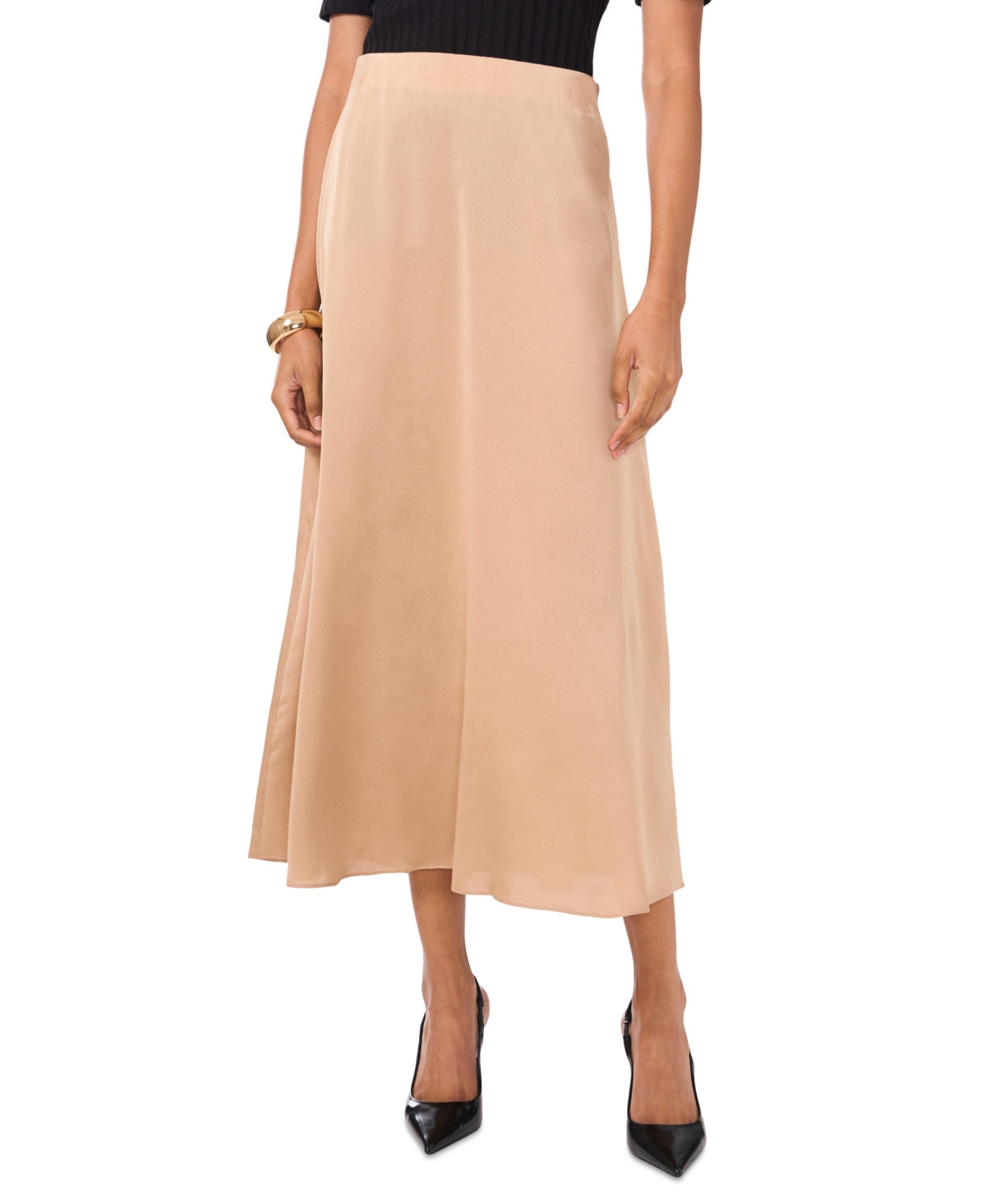 Vince Camuto Women's A-line Pull-on Midi Slip Skirt In Nomad