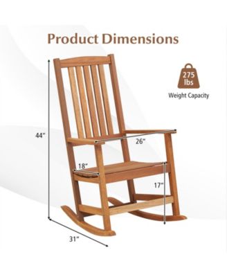 Patio Rocking Chair Ergonomic High-Back Outdoor Rocker with Smooth Rocking Base
