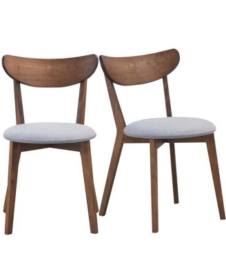 Set of 2 Dining Chairs Upholstered Curved Back Side