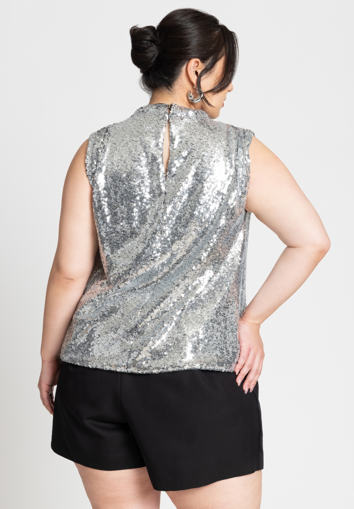 Eloquii Plus Size Shoulder Shirred Mockneck Top