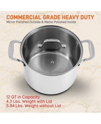 Stainless Steel Cookware Stockpot - 12 Quart, Heavy Duty Induction Pot, Soup Pot With Lid