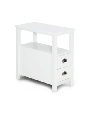 23.5 x 12 Inch Rectangular Wooden Nightstand with 2 Drawers and Shelf
