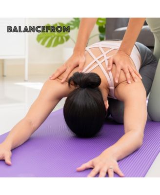 1" Extra Thick Yoga Mat w/Knee Pad & Carrying Strap, Purple