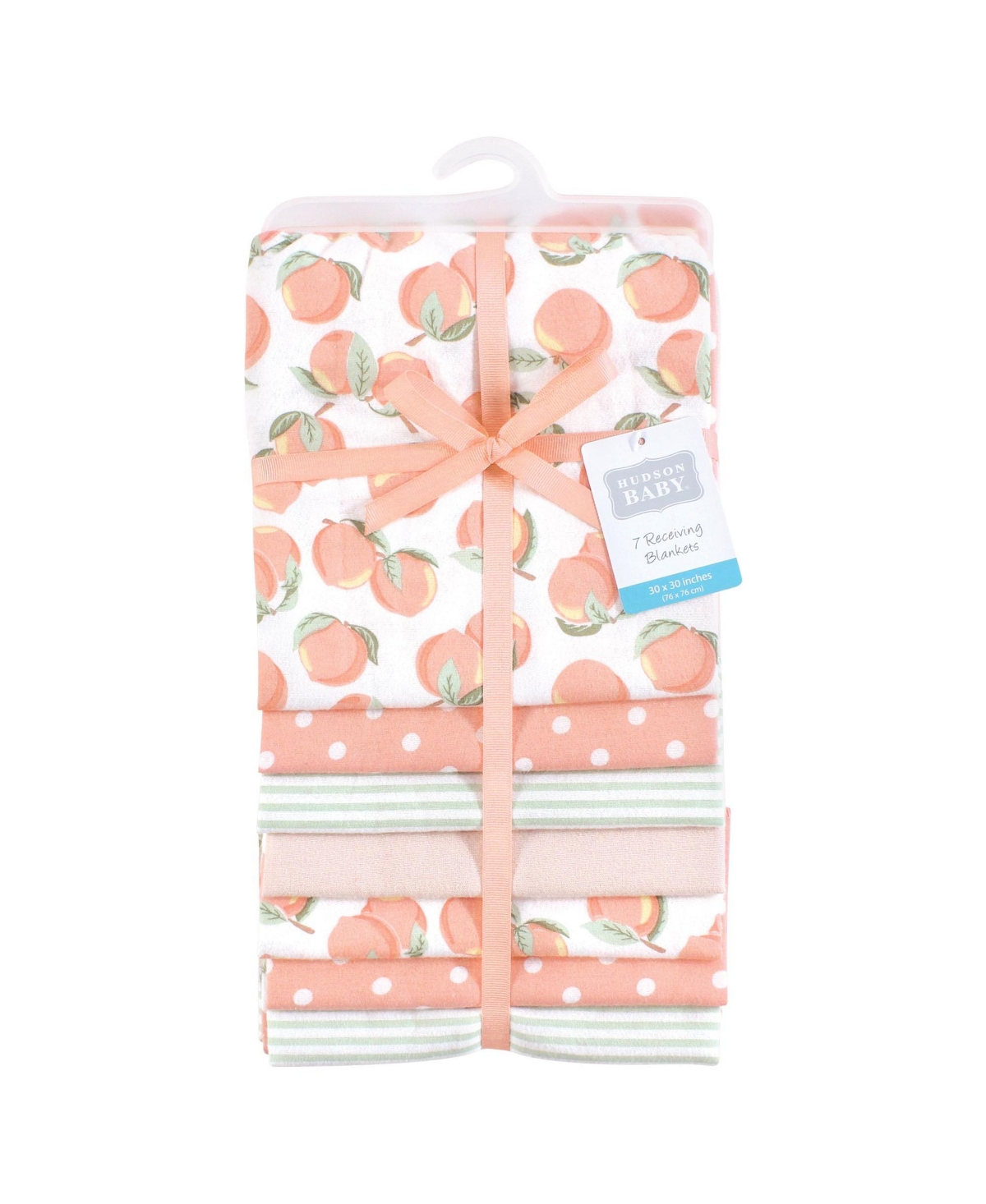 Hudson Baby Infant Girl Cotton Poly Flannel Receiving Blankets Bundle, One Size - Sweet peach
