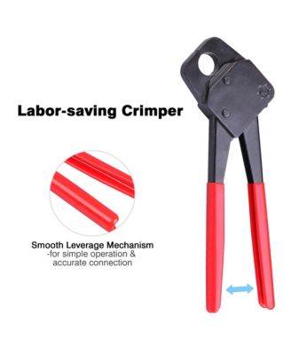 1/2" 3/4" 3/8" PEX Crimper Set Crimping Tool Kit with Go/no Go Gauge Pipe Cutter