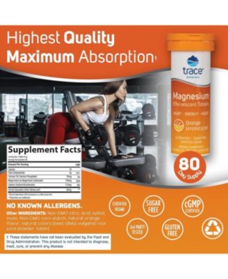 | Magnesium Effervescent Tablets| No Allergies |  Non-GMO, Gluten Free, Sugar-Free, Third Party Tested | Orange | 8 Tubes Contain 10 Tablets Each