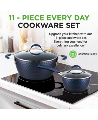  Diamond Nonstick Ceramic 11-Piece Cookware Set with Lids and Utensils