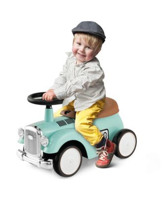 Retro Kids Ride-on Toy Kids Sit to Stand Vehicle with Working Steering Wheel White